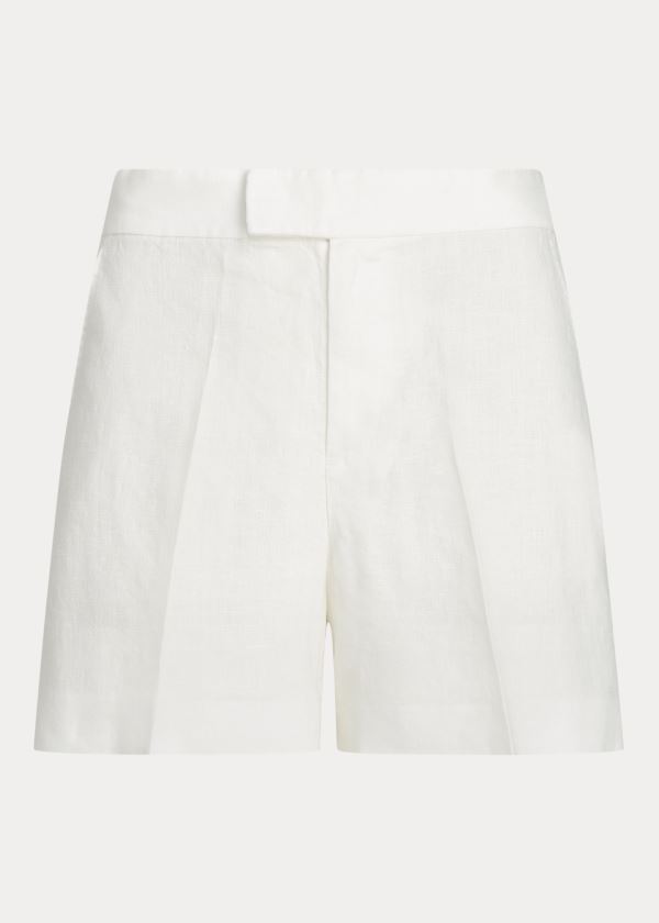 Pantalones Cortos Polo Ralph Lauren Mujer Blancos - Linen - VQMZR3597